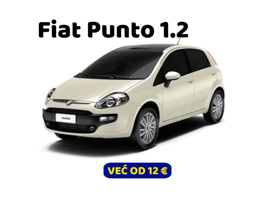 na slici je FIAT PUNTO 1.2 sa cenom za iznajmljivanje